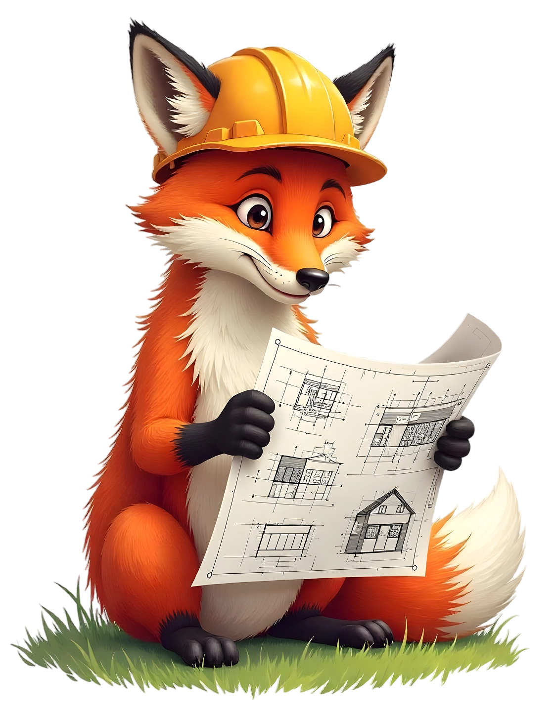 Fox with blueprint